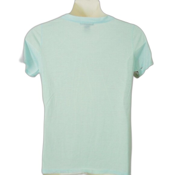 Project Top Sz L Aqua Floral Butterfly Short Sleeve Scoop NWOT - Picture 4 of 4